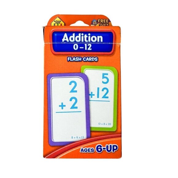 School Zone Addition 0-12 Flash Cards Ages 6 and Up Elementary Math Common Core - Picture 1 of 5